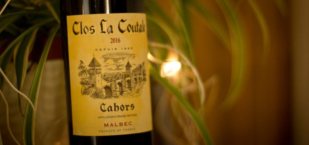 Bottle of Clos la Coutale Cahors red wine